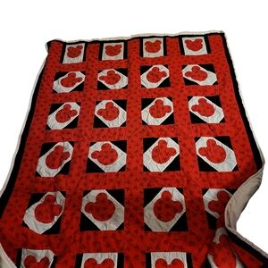 Vintage-Style Mickey Mouse Handmade Appliqué Quilt